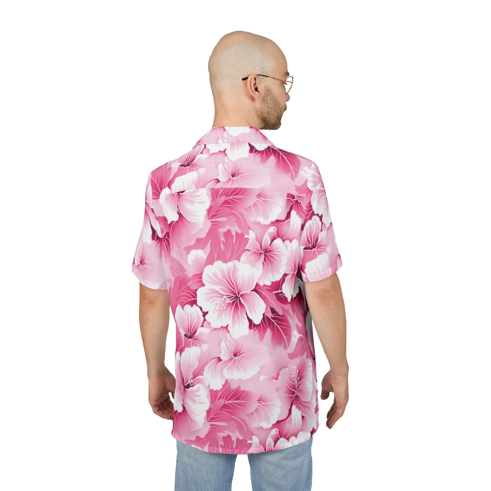 Tropical Pink Floral Unisex Hawaiian Button-Down Shirt - Perfect for Summer Getaways, Beach Parties, and Luau Celebrations