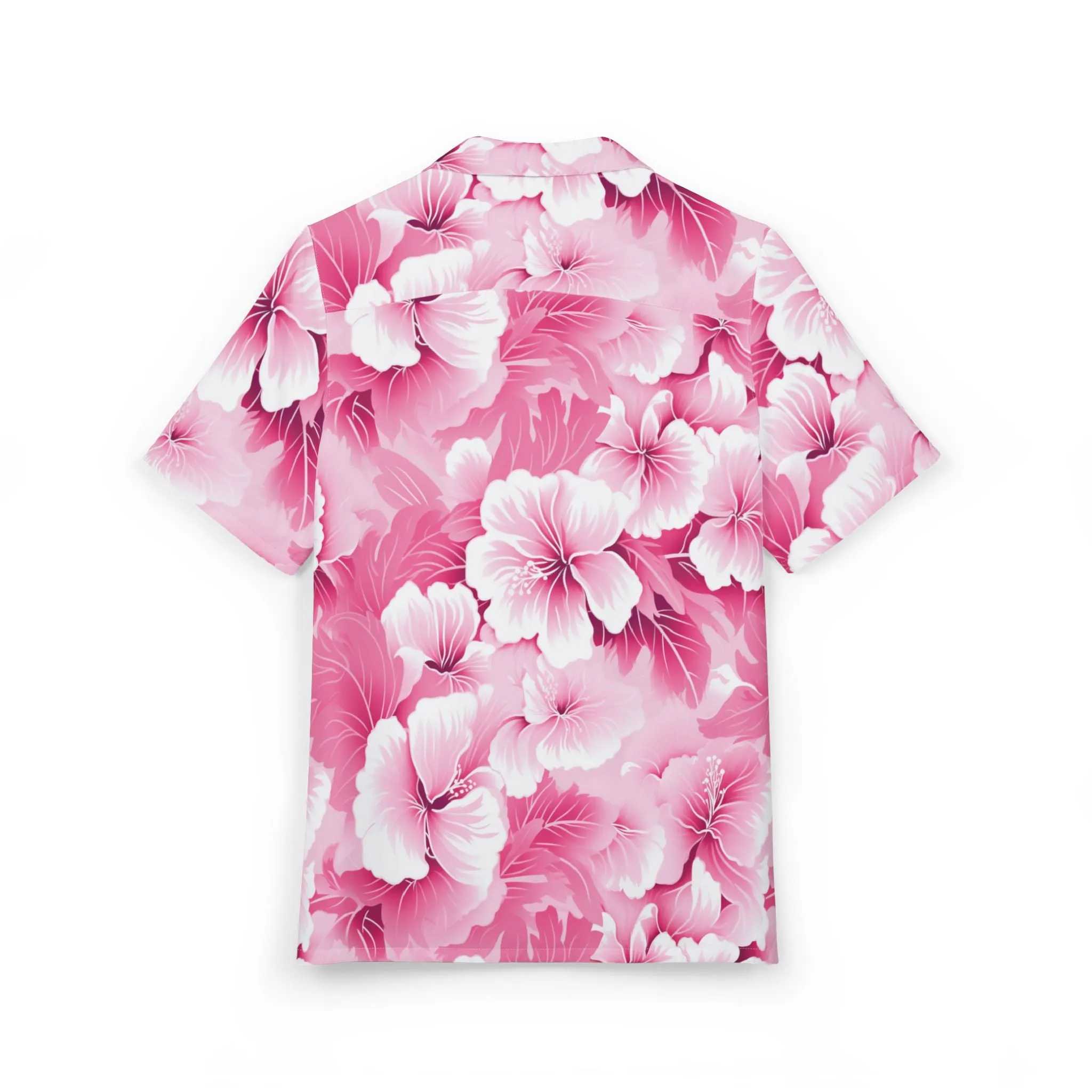 Tropical Pink Floral Unisex Hawaiian Button-Down Shirt - Perfect for Summer Getaways, Beach Parties, and Luau Celebrations