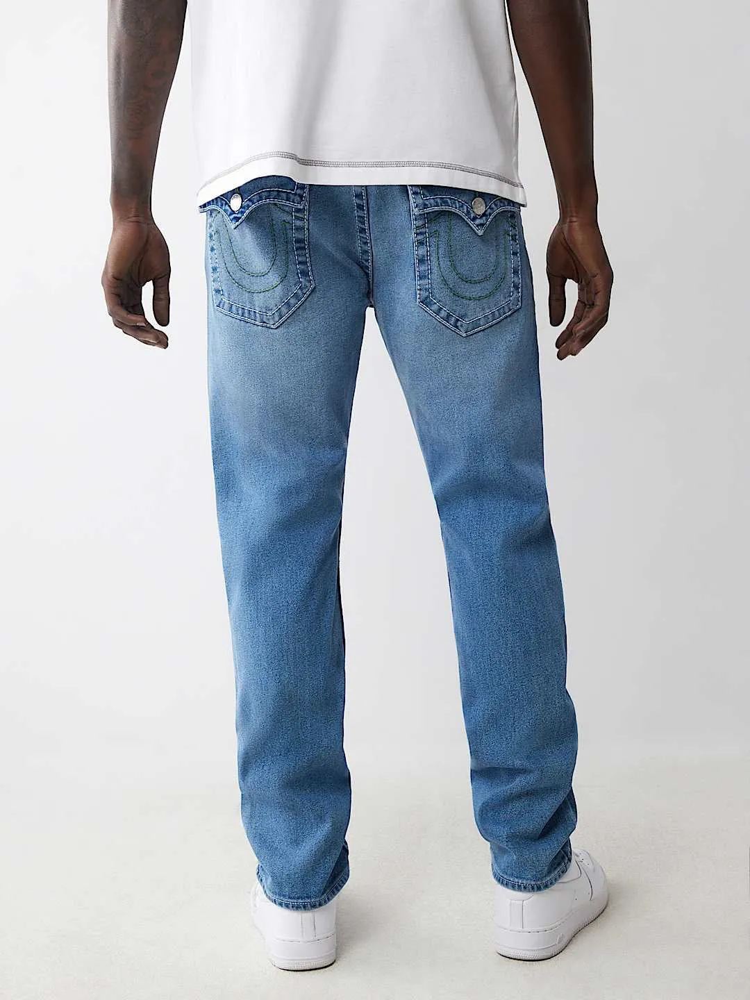 True Religion Big T Geno Skinny Fit Blue Mid Rise Washed Jeans