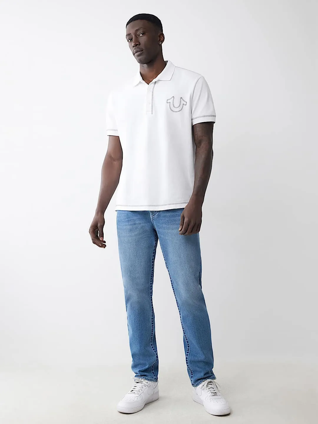 True Religion Big T Geno Skinny Fit Blue Mid Rise Washed Jeans