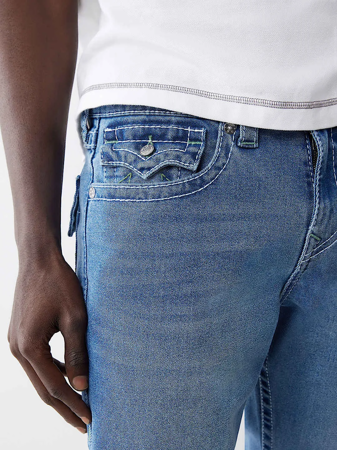 True Religion Big T Geno Skinny Fit Blue Mid Rise Washed Jeans
