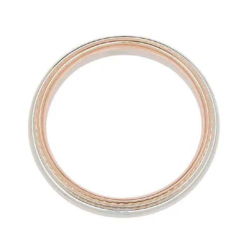 Two-Tone 14 Karat Rose & White Gold Twisted Rope Edge Wedding Ring - 4mm Wide