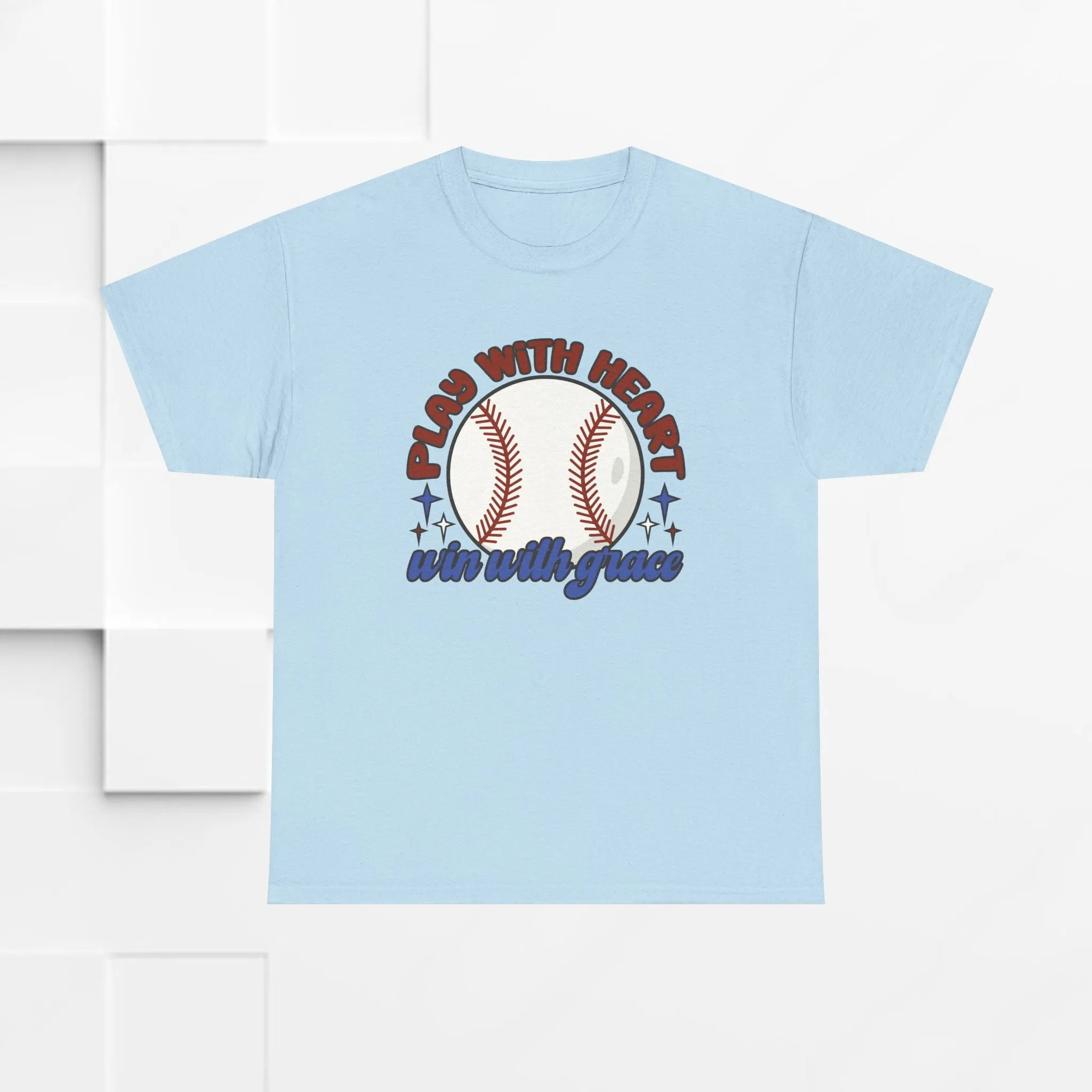 Unisex Heavy Cotton Tee - 'Play With Heart' Baseball Graphic Tee