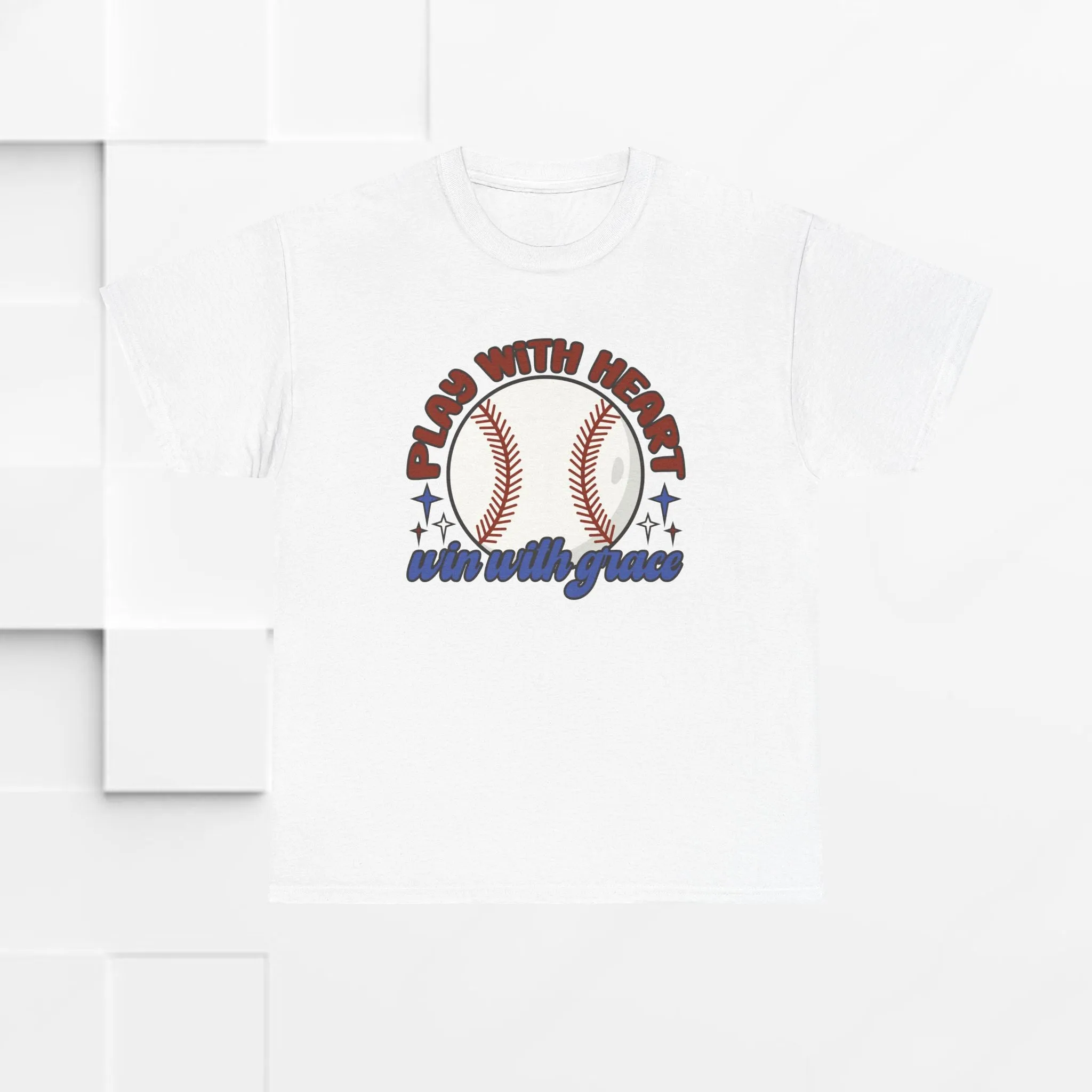 Unisex Heavy Cotton Tee - 'Play With Heart' Baseball Graphic Tee