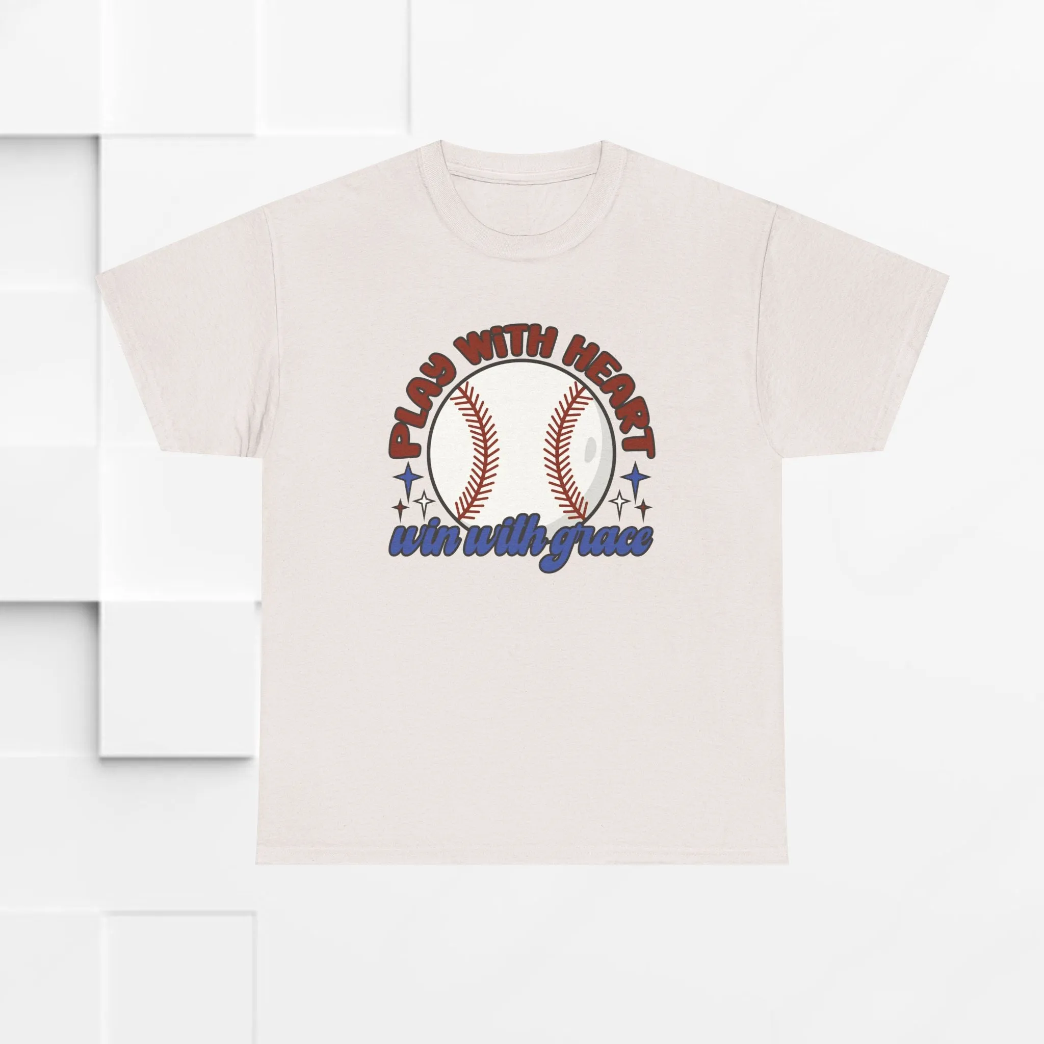 Unisex Heavy Cotton Tee - 'Play With Heart' Baseball Graphic Tee