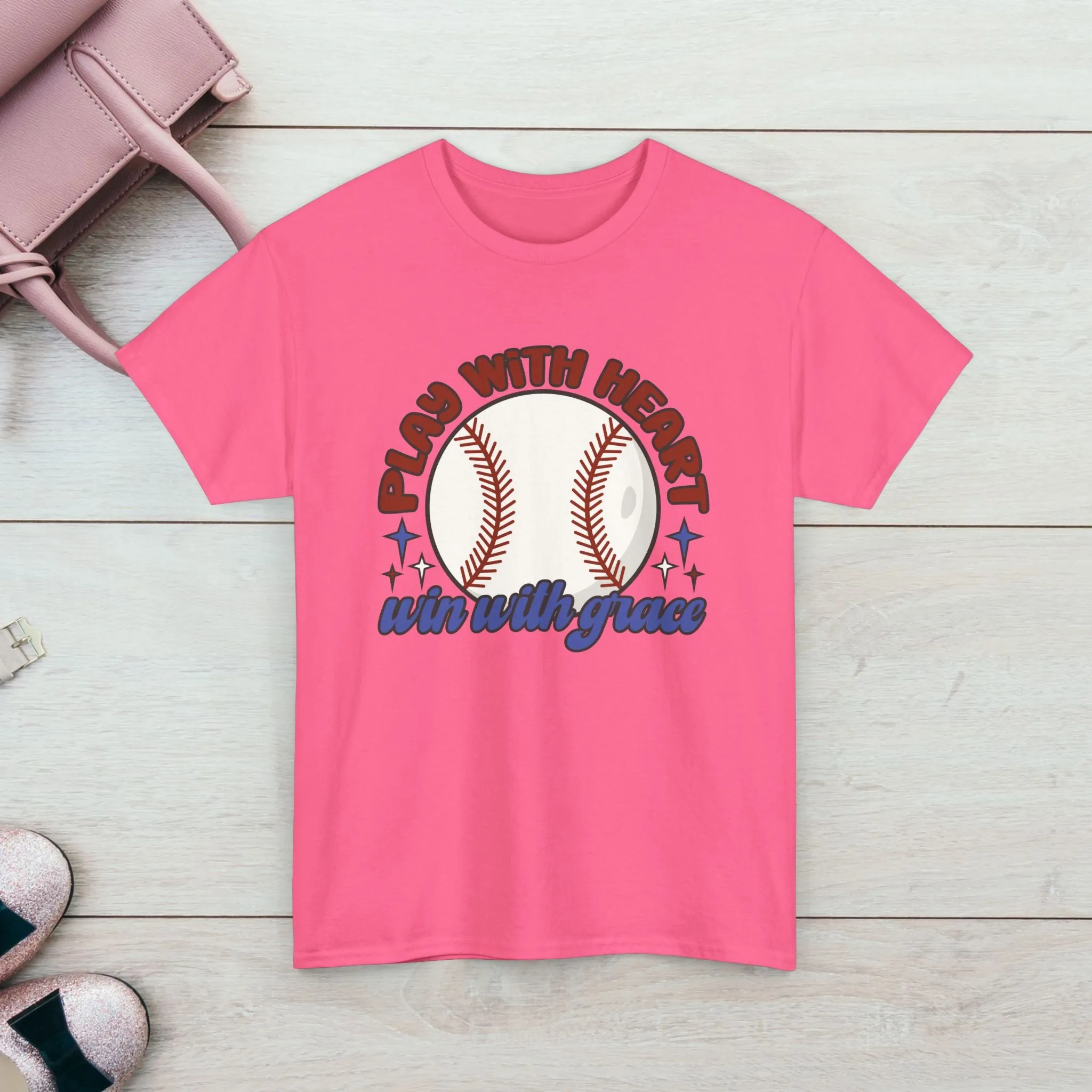 Unisex Heavy Cotton Tee - 'Play With Heart' Baseball Graphic Tee