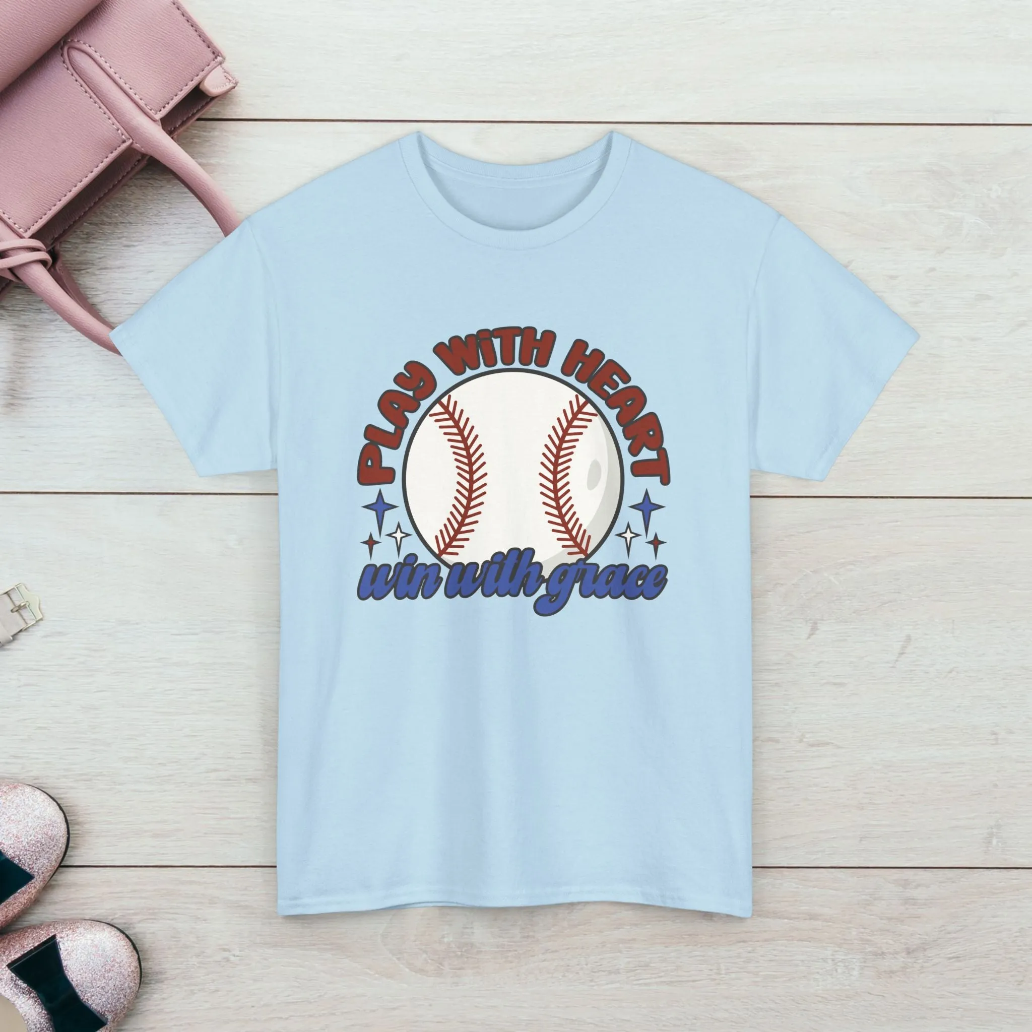 Unisex Heavy Cotton Tee - 'Play With Heart' Baseball Graphic Tee