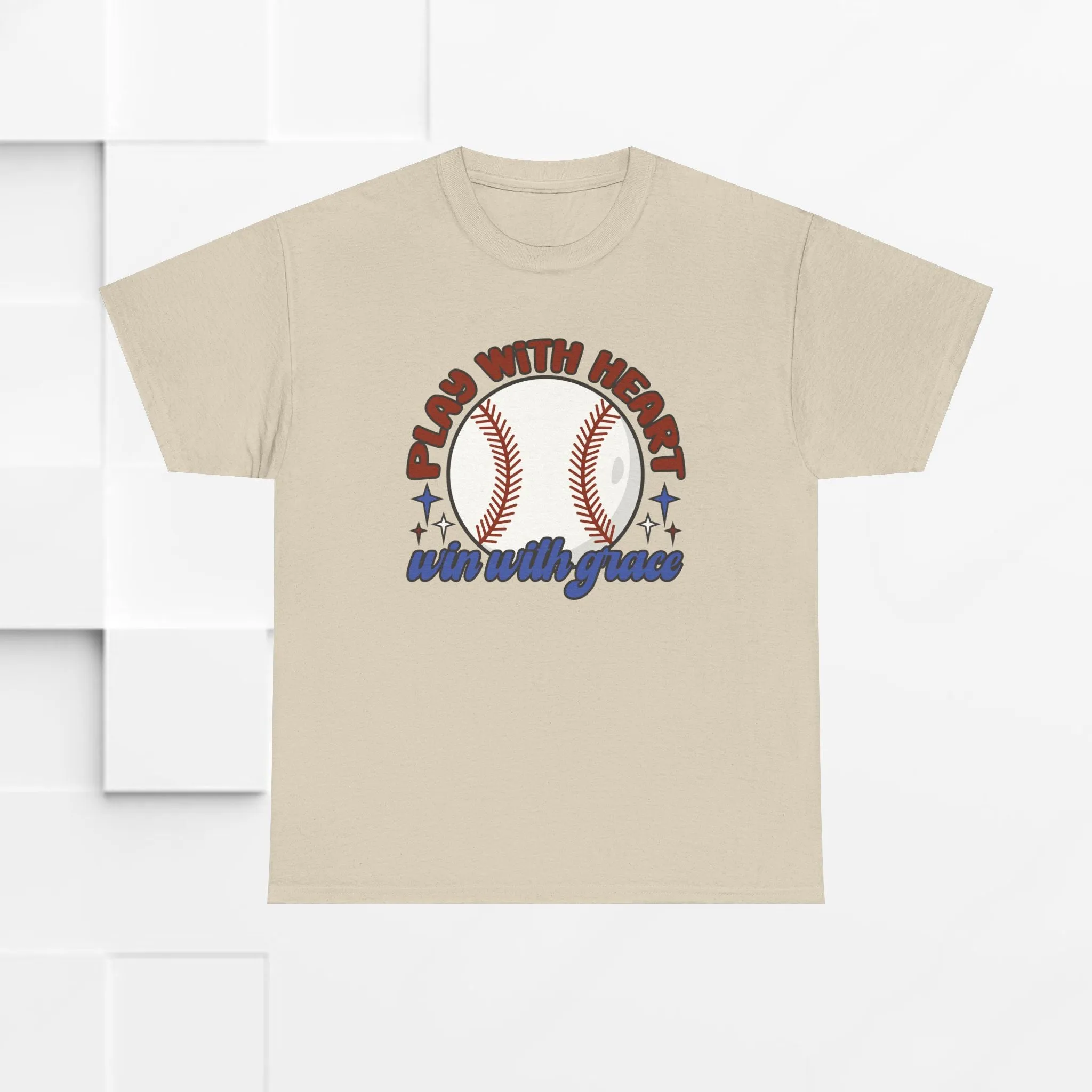Unisex Heavy Cotton Tee - 'Play With Heart' Baseball Graphic Tee