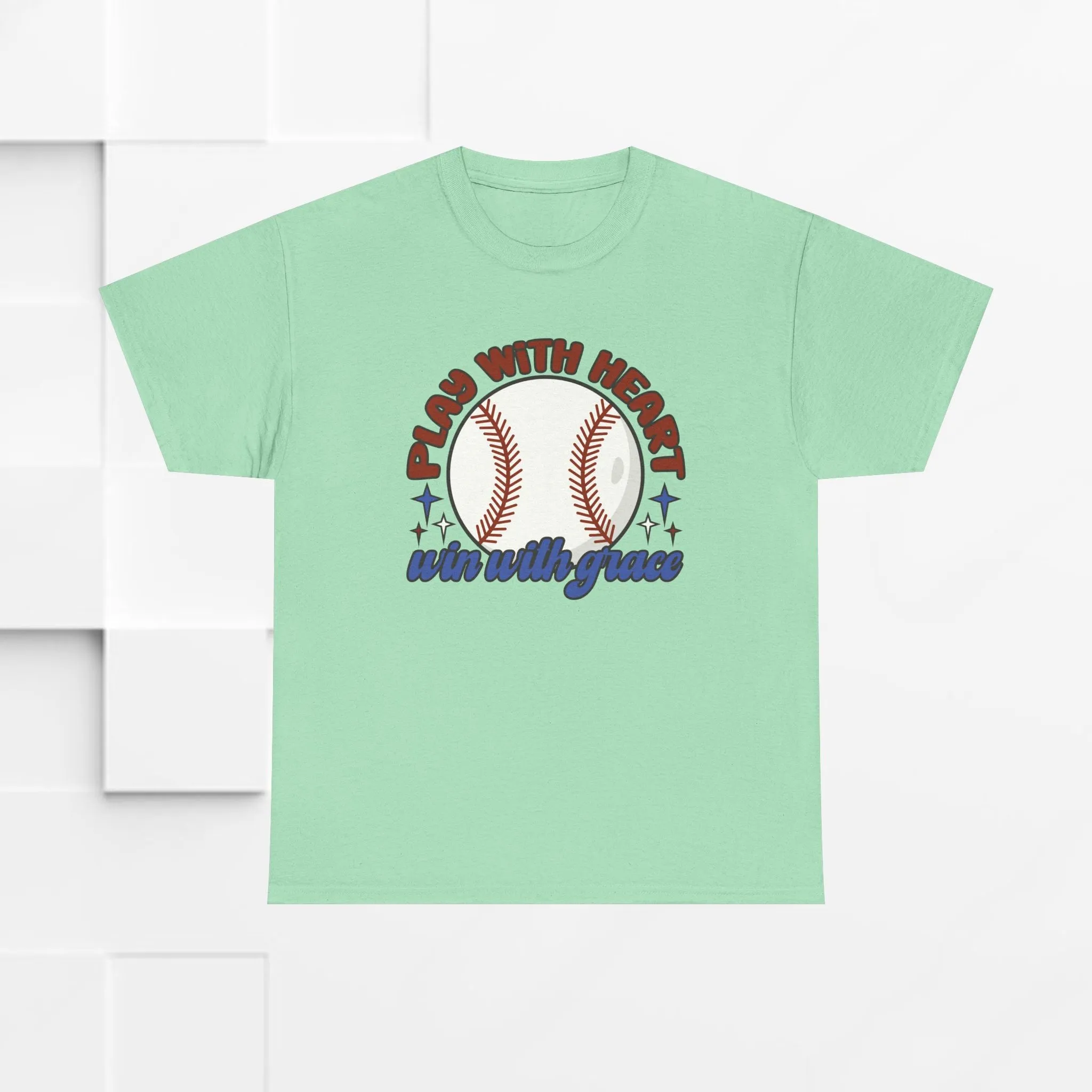 Unisex Heavy Cotton Tee - 'Play With Heart' Baseball Graphic Tee