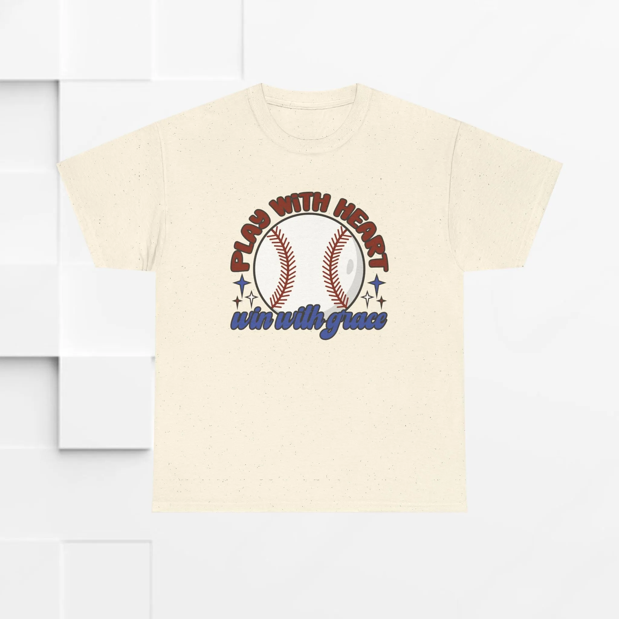 Unisex Heavy Cotton Tee - 'Play With Heart' Baseball Graphic Tee