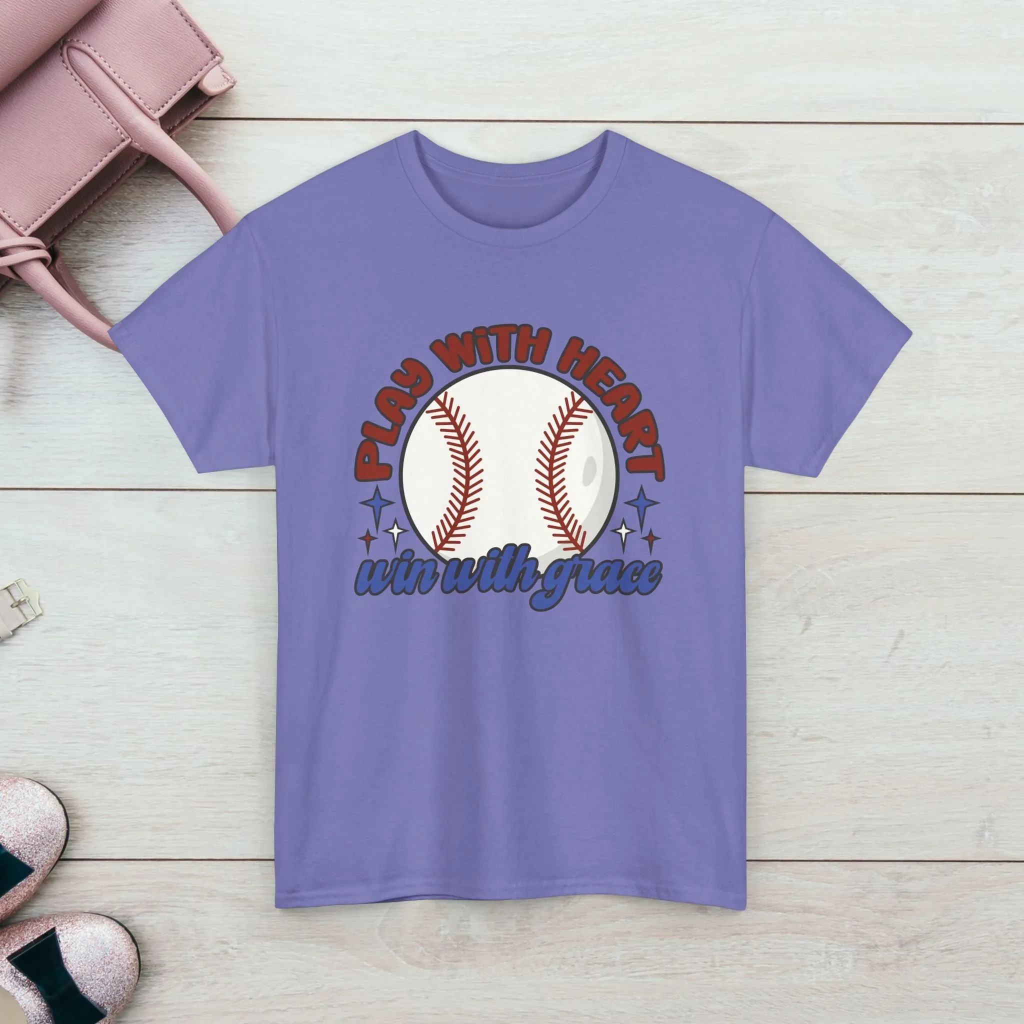 Unisex Heavy Cotton Tee - 'Play With Heart' Baseball Graphic Tee