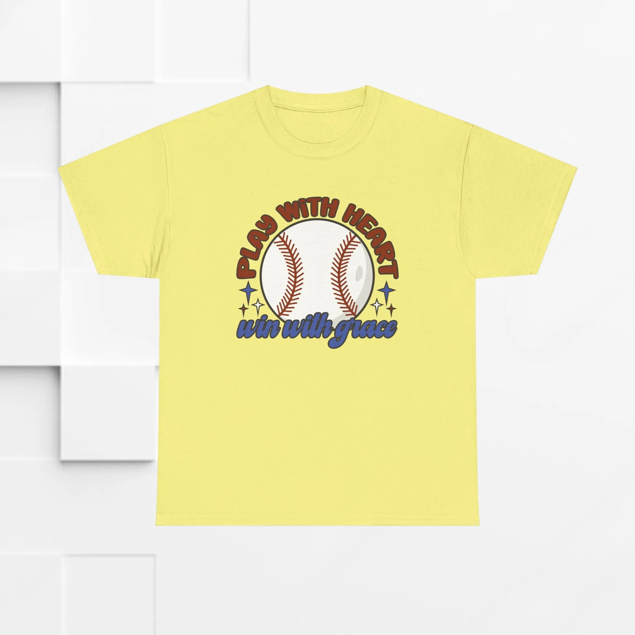 Unisex Heavy Cotton Tee - 'Play With Heart' Baseball Graphic Tee
