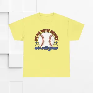 Unisex Heavy Cotton Tee - 'Play With Heart' Baseball Graphic Tee