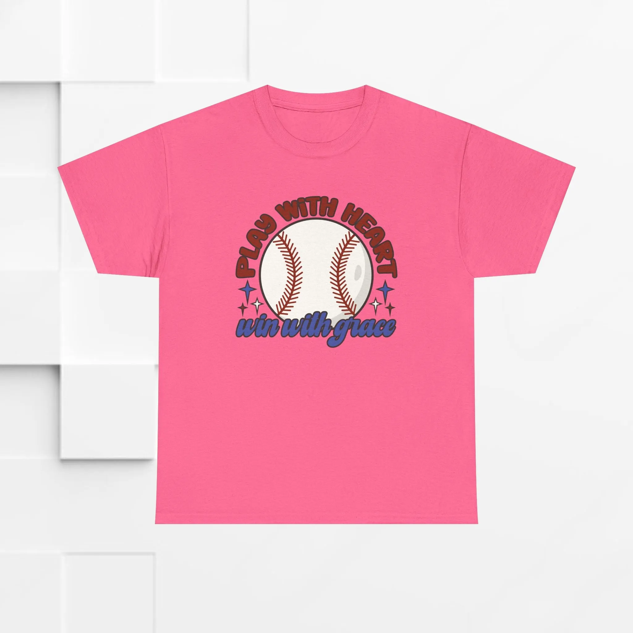 Unisex Heavy Cotton Tee - 'Play With Heart' Baseball Graphic Tee