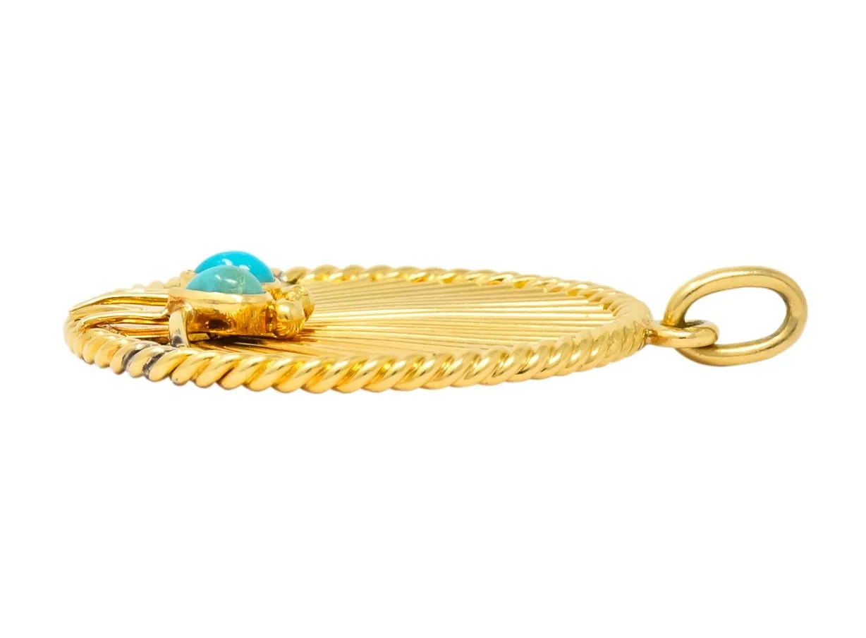 Van Cleef & Arpels Turquoise 18 Karat Gold Love Bird French Charm Circa 1950