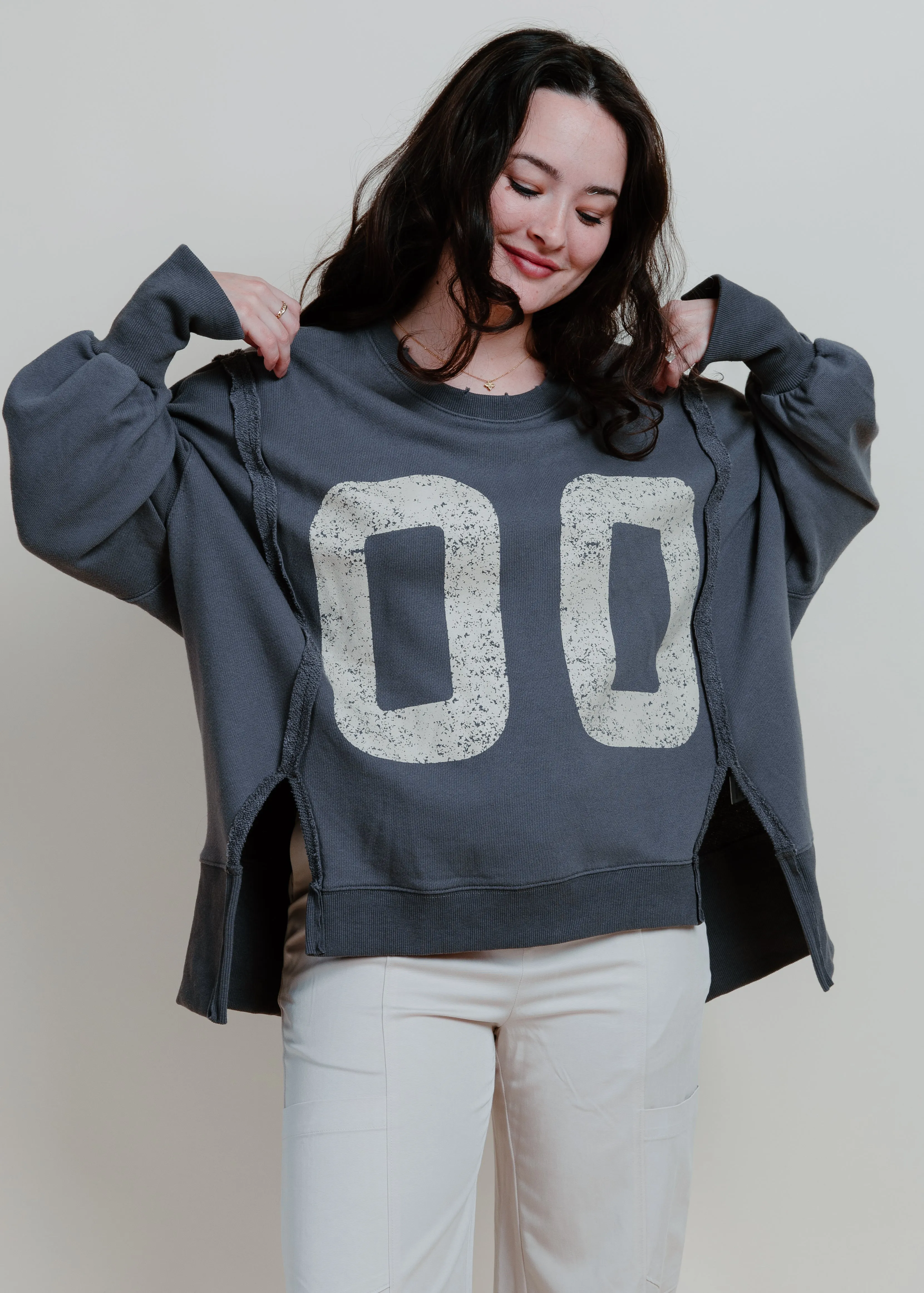 Varsity Frayed Crewneck