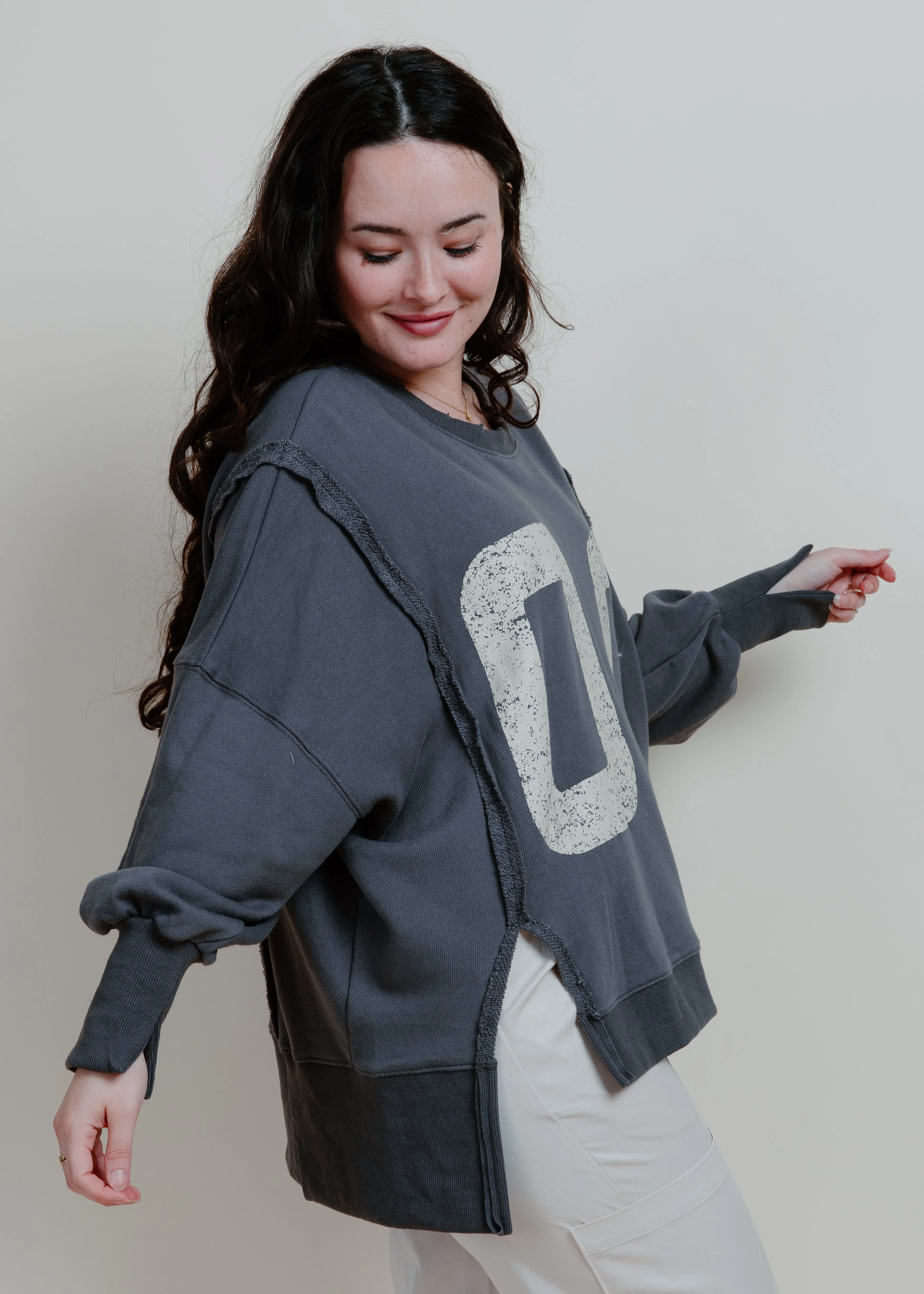 Varsity Frayed Crewneck