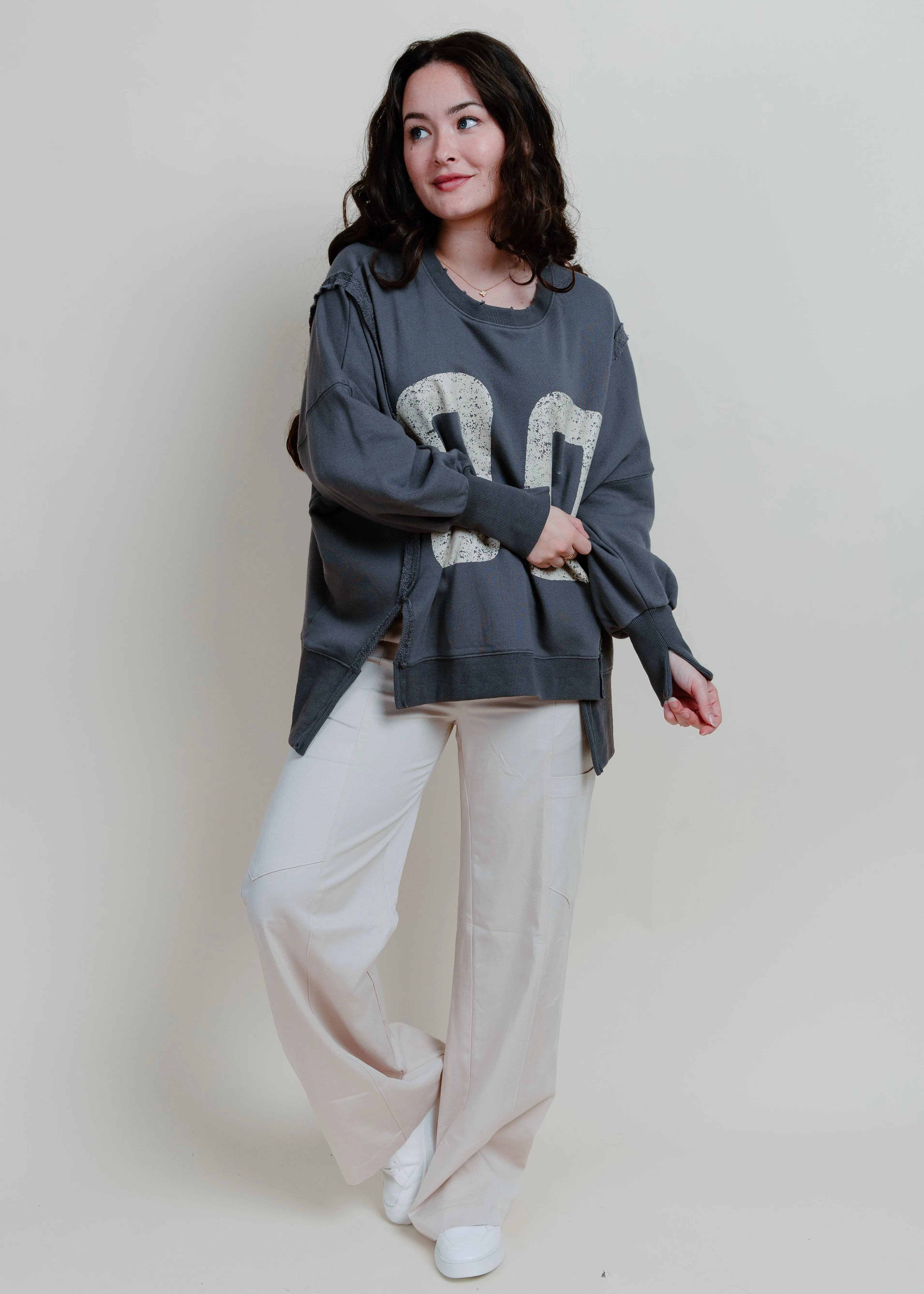 Varsity Frayed Crewneck