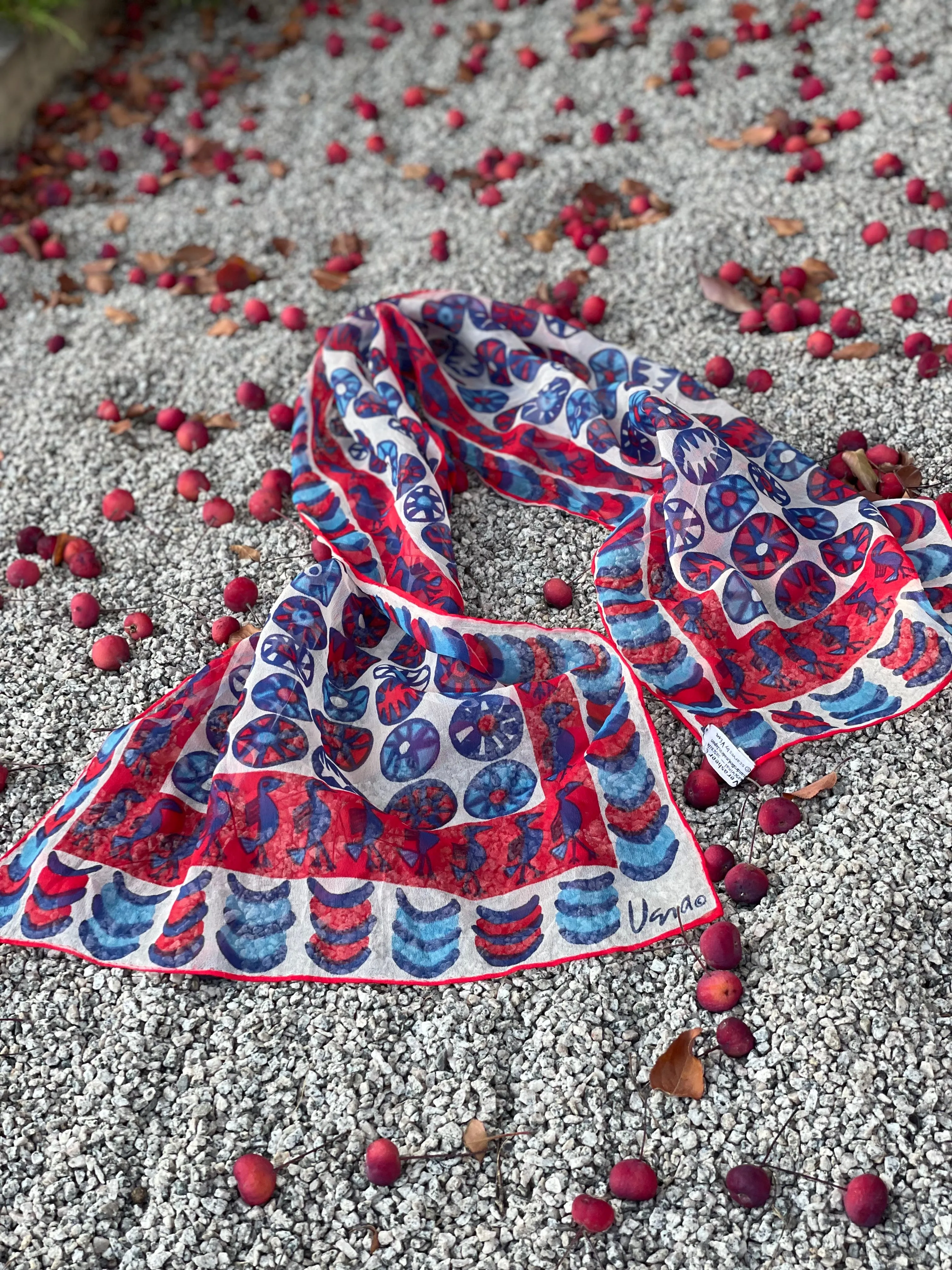 Vera Neumann Verasheer Vintage Scarf in Red White and Blue