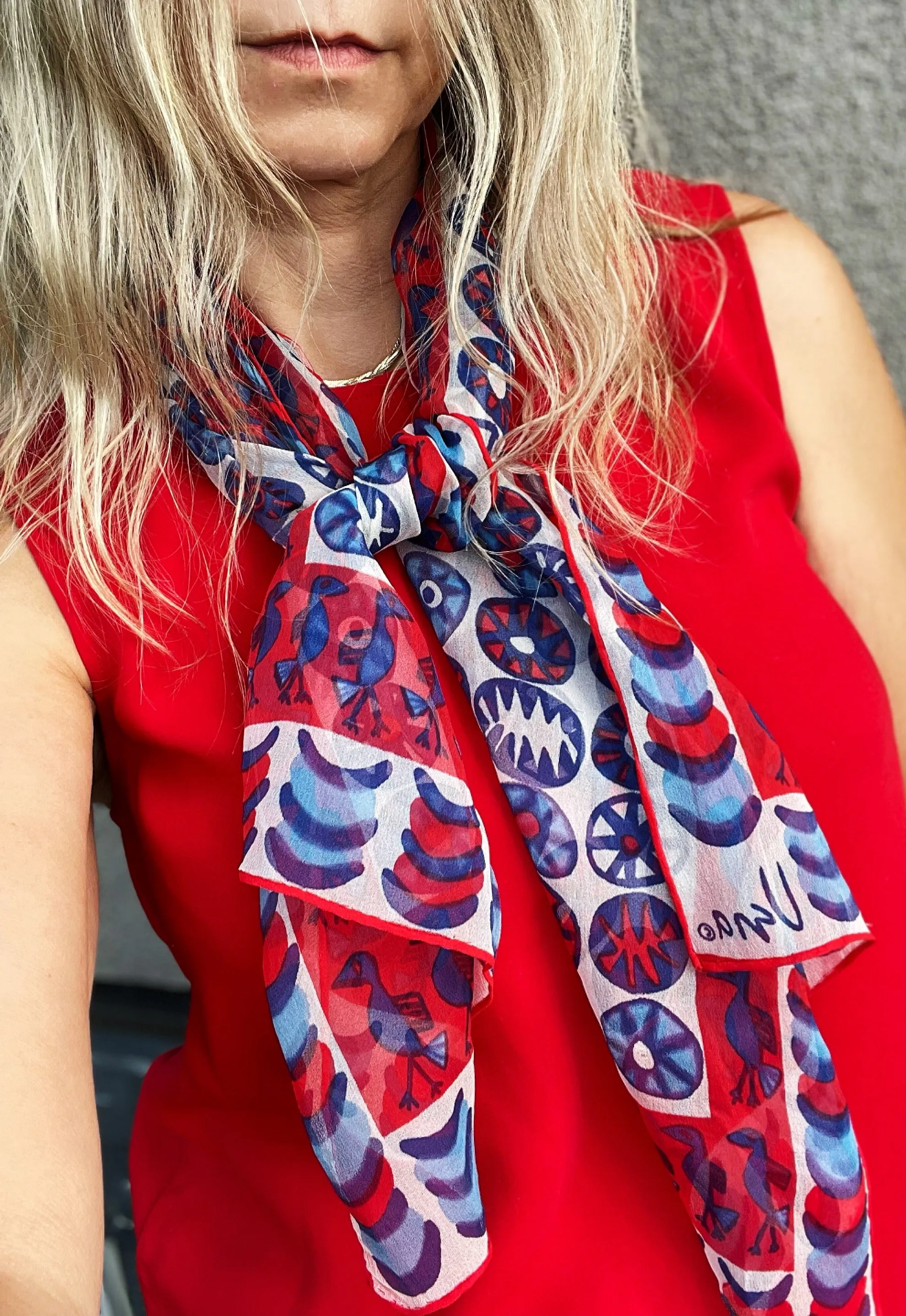 Vera Neumann Verasheer Vintage Scarf in Red White and Blue