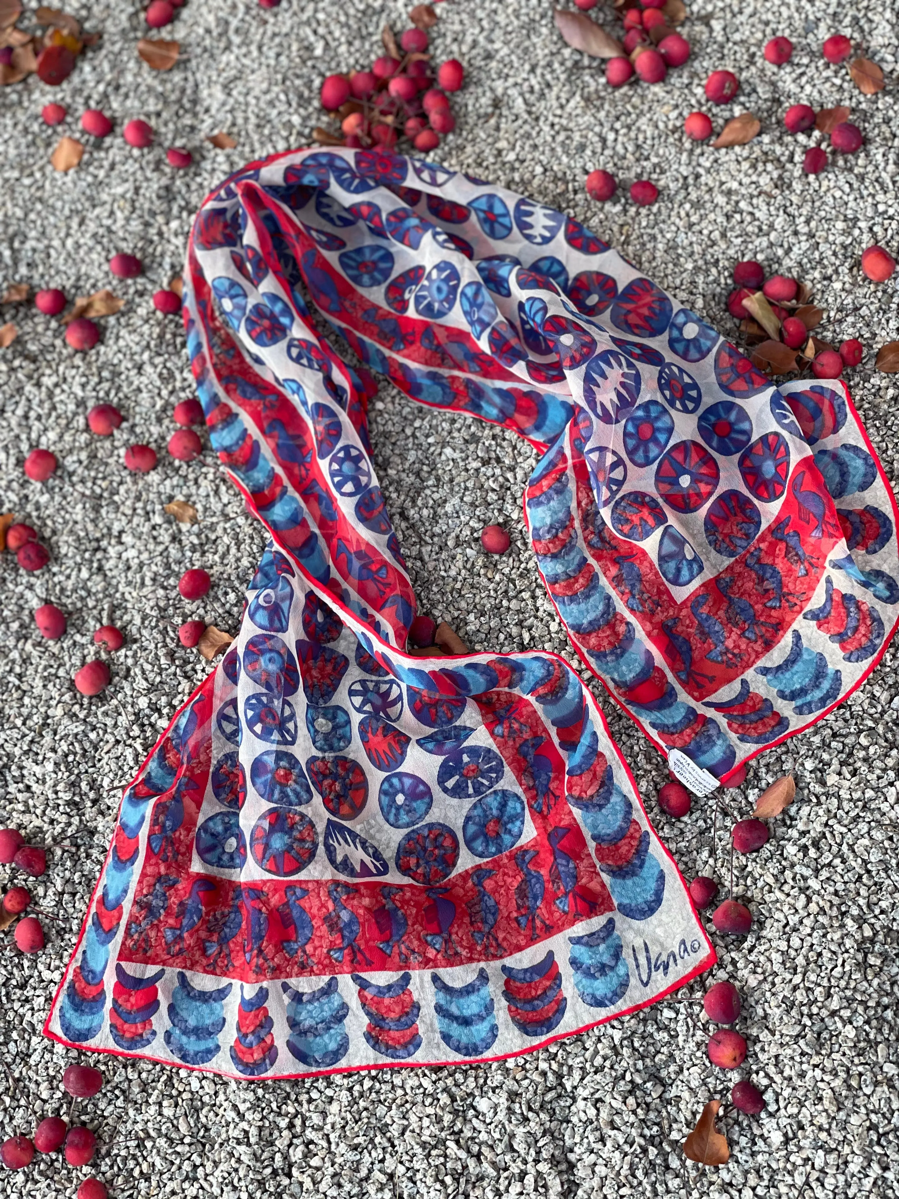 Vera Neumann Verasheer Vintage Scarf in Red White and Blue