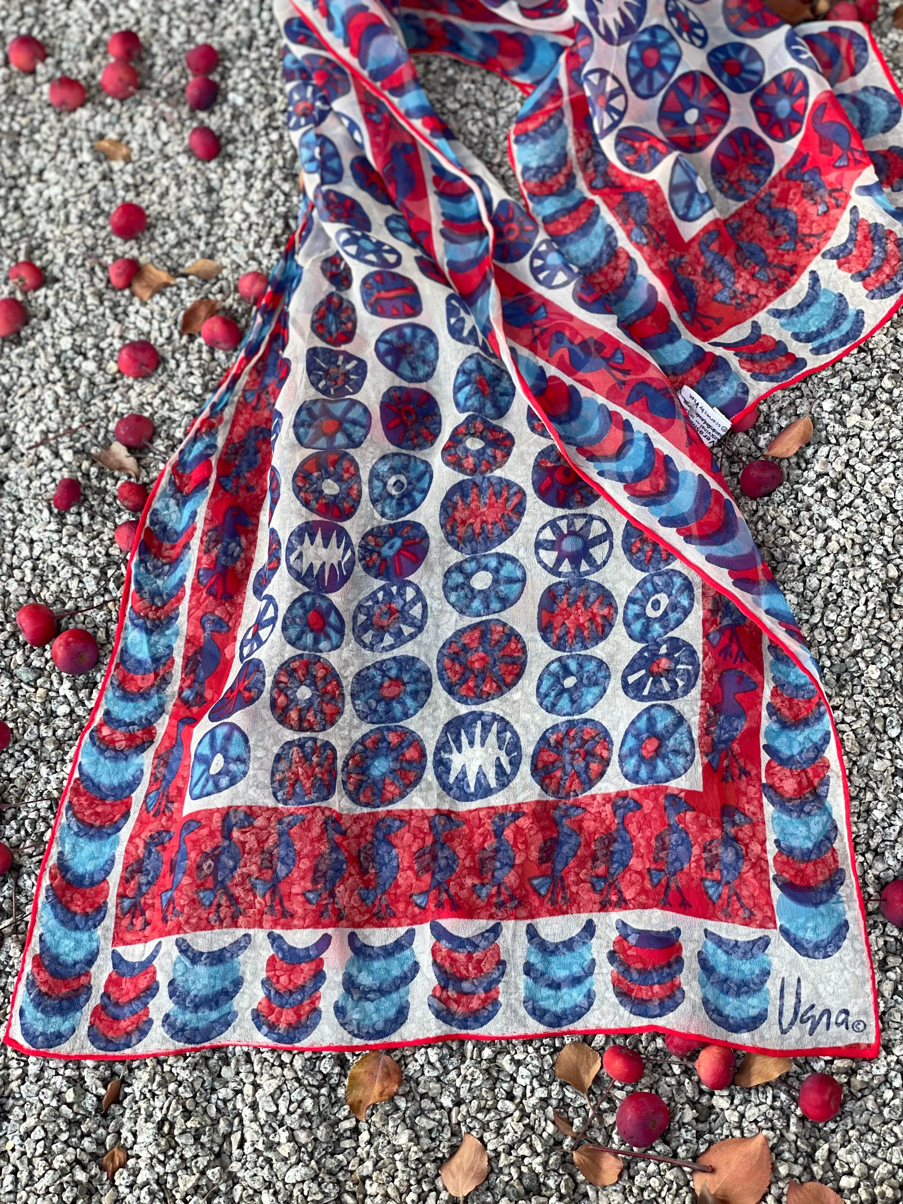 Vera Neumann Verasheer Vintage Scarf in Red White and Blue