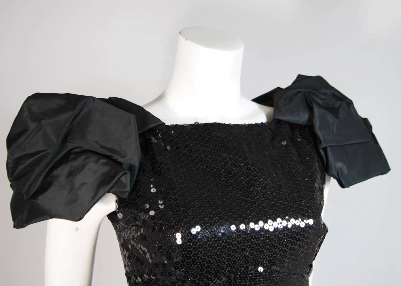 VICKY TIEL Black Sequin Bodice Cocktail Dress Size 38