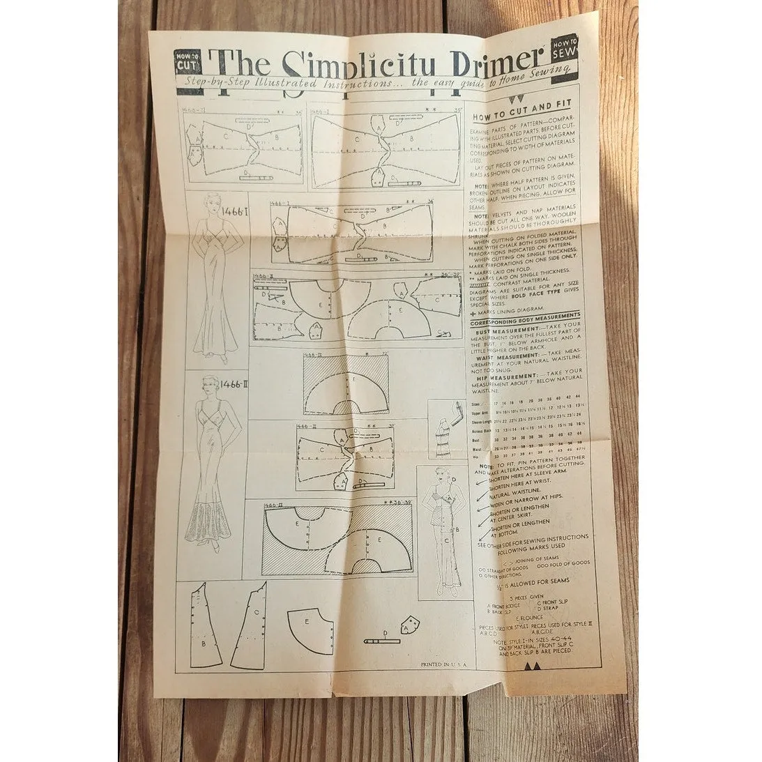 Vintage 30s Sewing Pattern: Long Slip Dress Simplicity 1466 / Bust 32