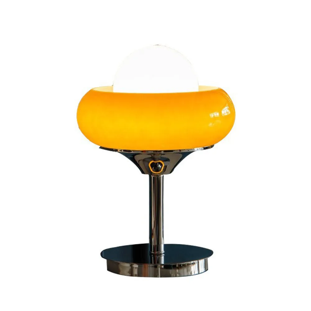 Vintage Bauhaus Glass Table Lamp – Bold Yellow Retro-Inspired Lighting