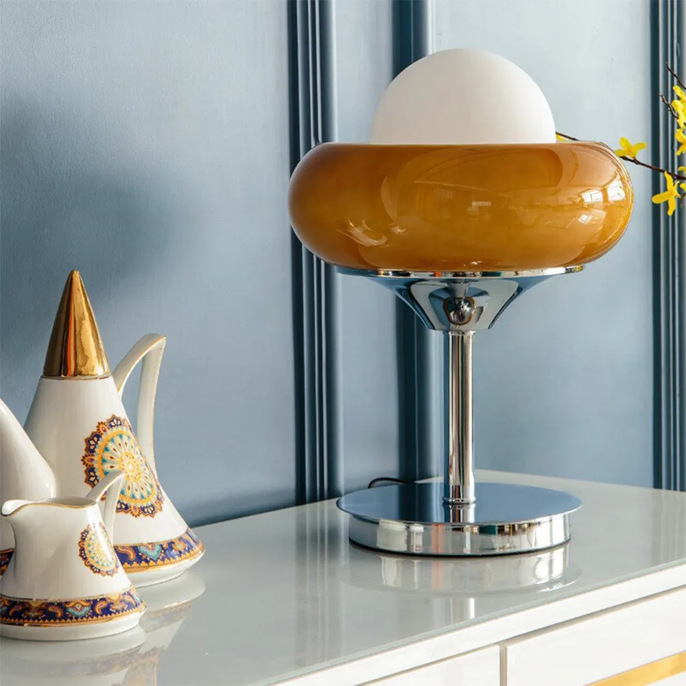 Vintage Bauhaus Glass Table Lamp – Bold Yellow Retro-Inspired Lighting