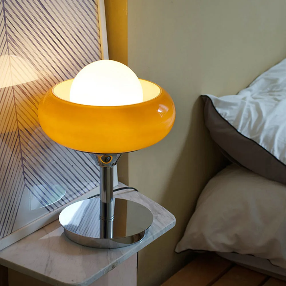 Vintage Bauhaus Glass Table Lamp – Bold Yellow Retro-Inspired Lighting