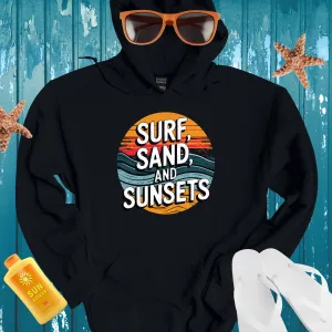 Vintage Beach Vibe Hoodie With Sunset Design