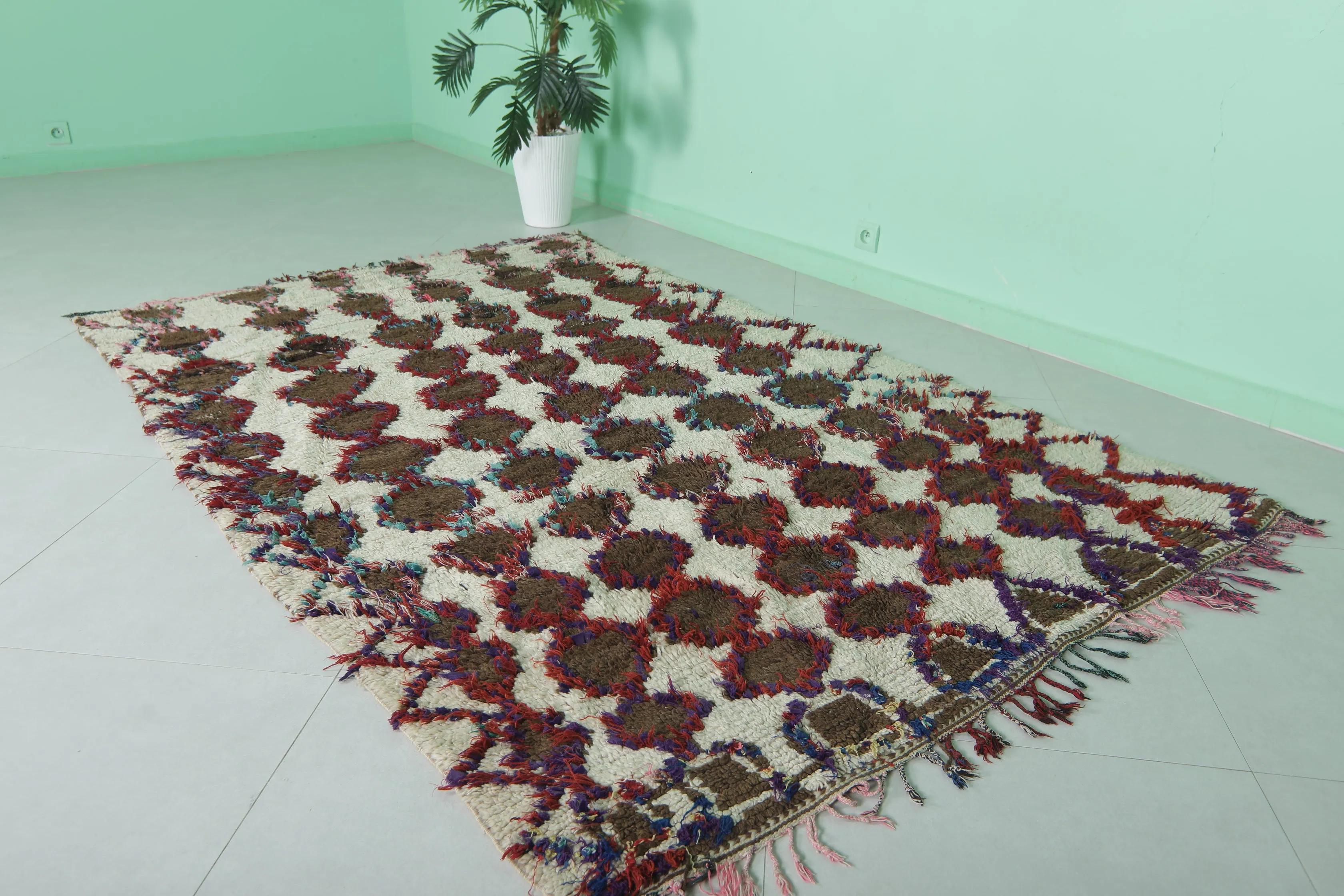 Vintage Berber Rug 5.1 X 7.8 Feet – Handwoven Moroccan Carpet