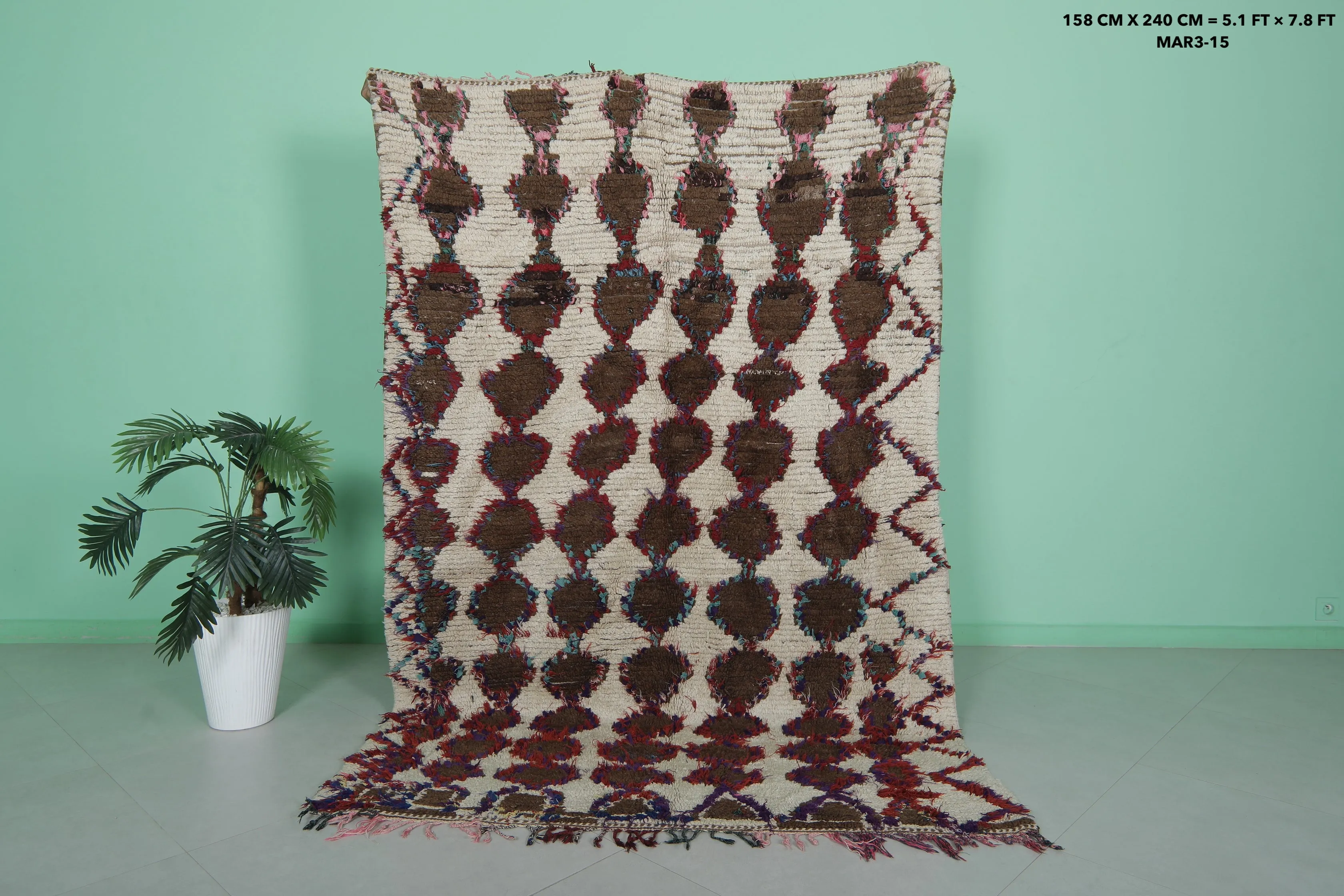 Vintage Berber Rug 5.1 X 7.8 Feet – Handwoven Moroccan Carpet