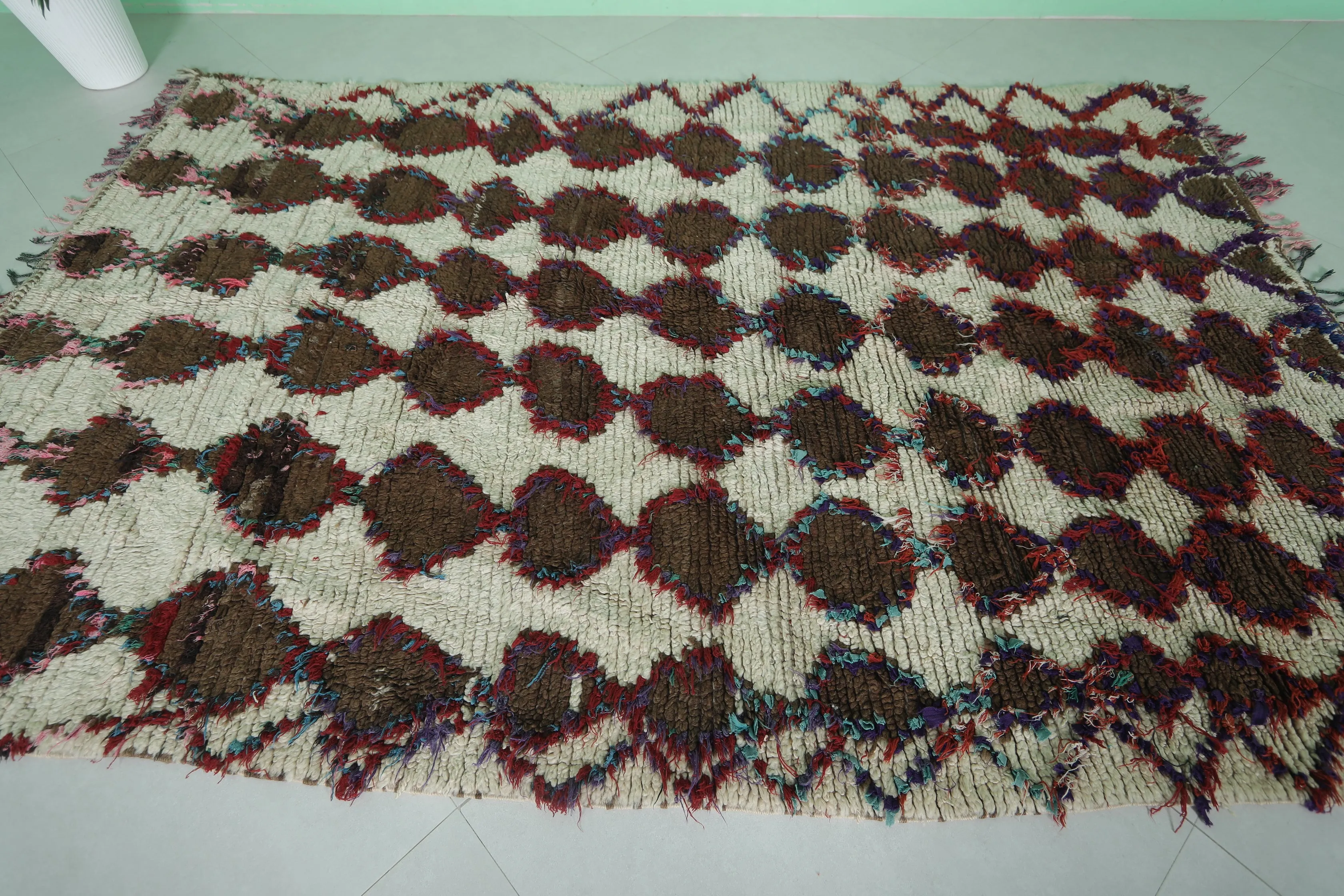 Vintage Berber Rug 5.1 X 7.8 Feet – Handwoven Moroccan Carpet