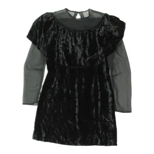Vintage Black Velvet Dress | Womens Long Sleeve Mesh High End Luxury VTG