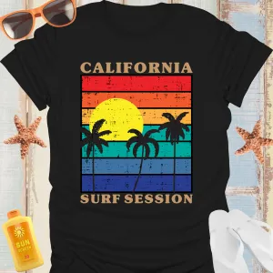 Vintage California Surf Sunset T-Shirt For Beach Lovers