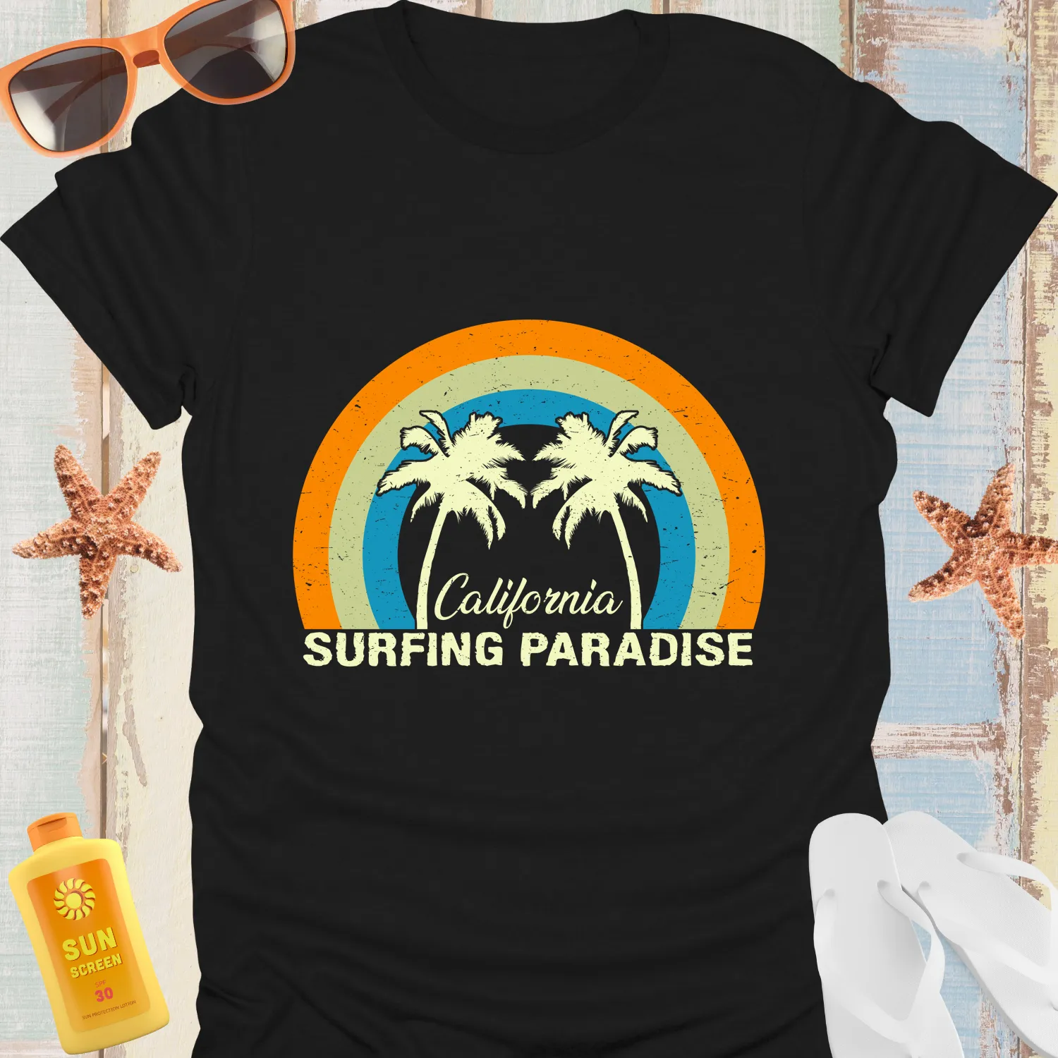 Vintage California Surfing Paradise Graphic T-Shirt
