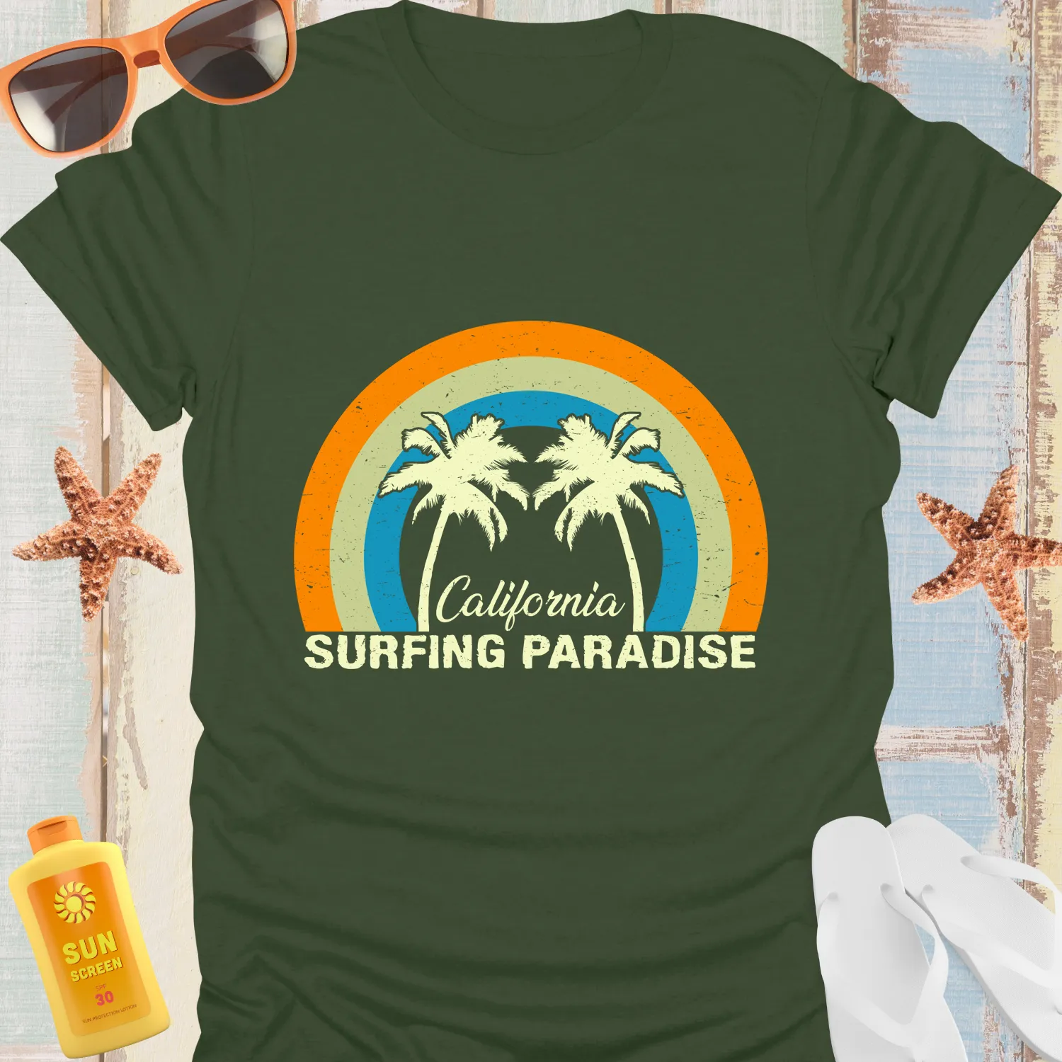 Vintage California Surfing Paradise Graphic T-Shirt