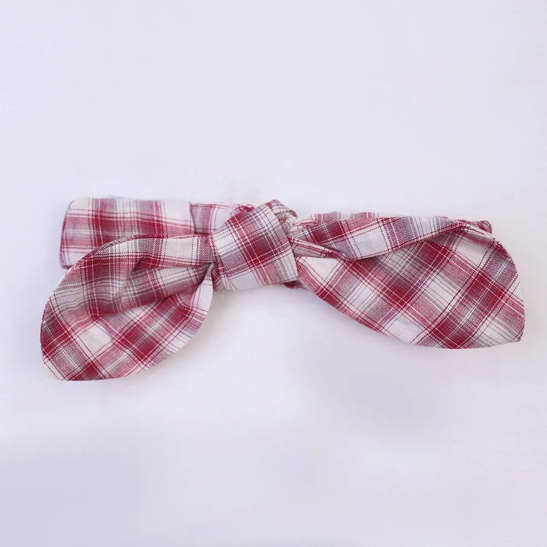 Vintage Check Themed Off-White Little Girl Romper