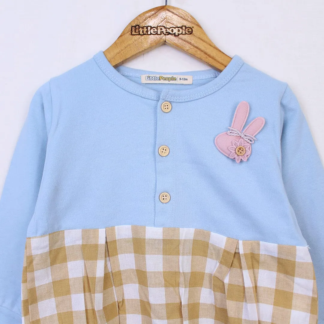 Vintage Check Yellow Themed Little Girl Romper