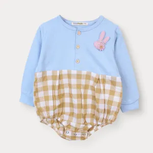 Vintage Check Yellow Themed Little Girl Romper