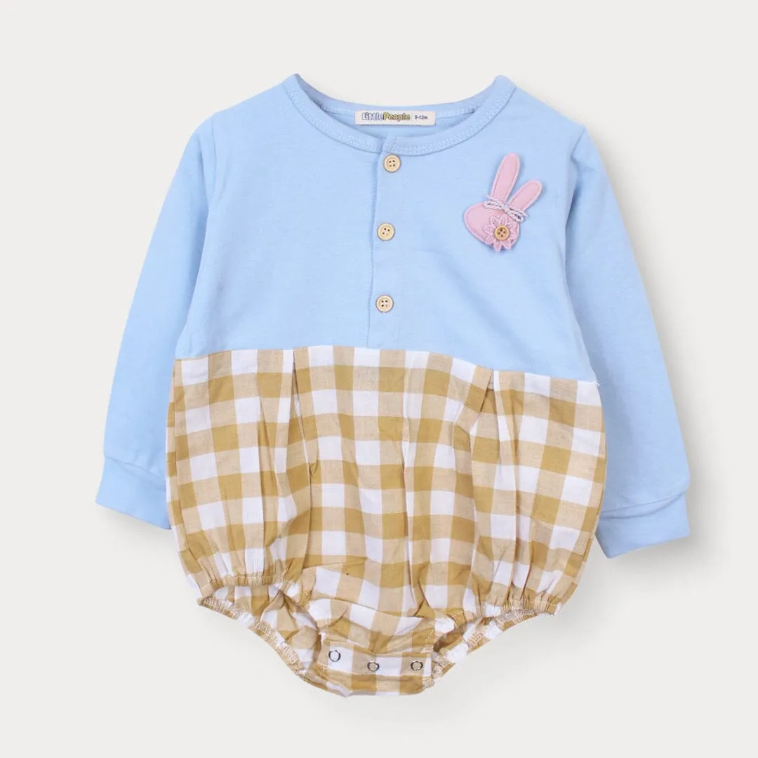 Vintage Check Yellow Themed Little Girl Romper