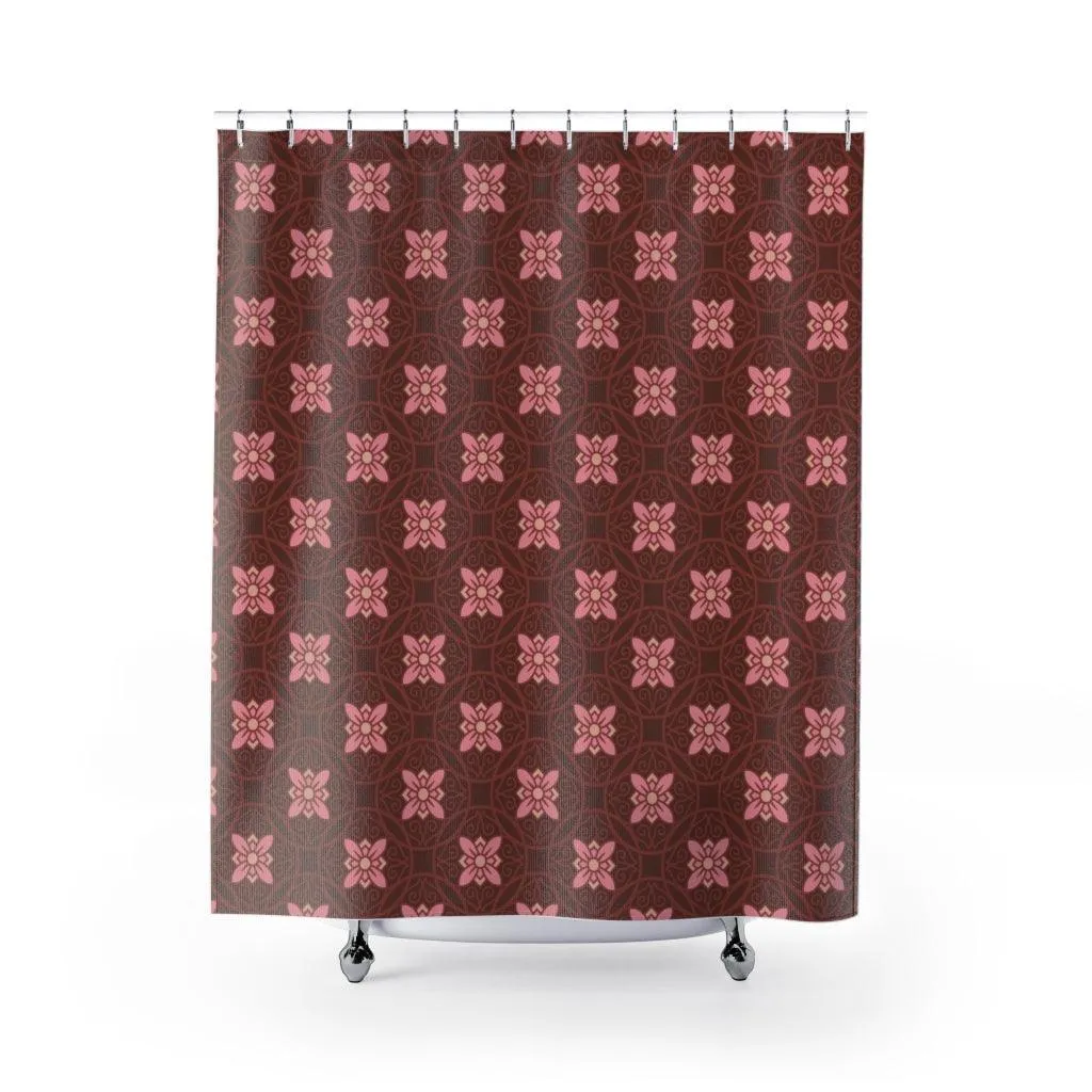 Vintage Floral Tile Shower Curtain