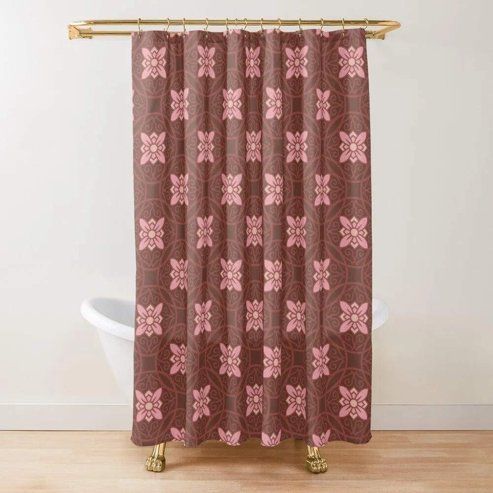Vintage Floral Tile Shower Curtain