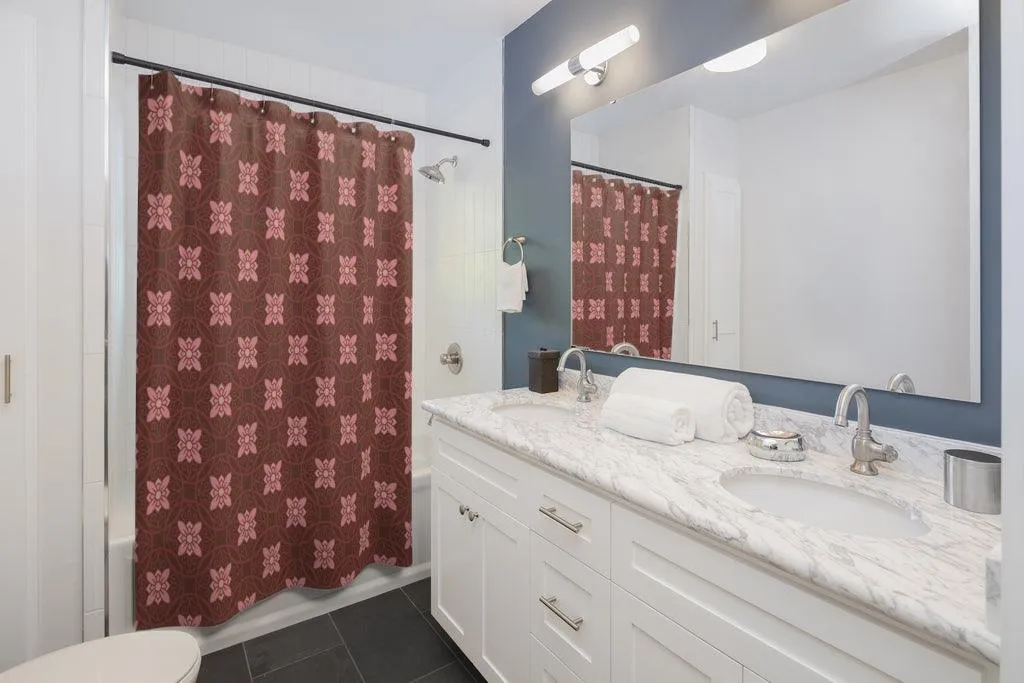 Vintage Floral Tile Shower Curtain
