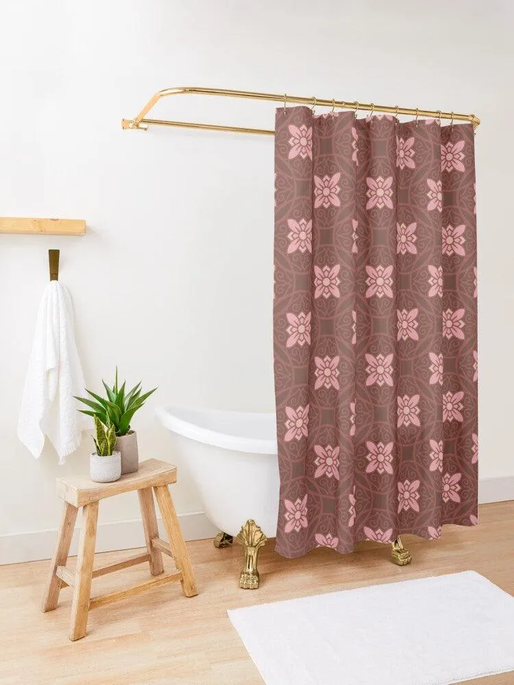 Vintage Floral Tile Shower Curtain