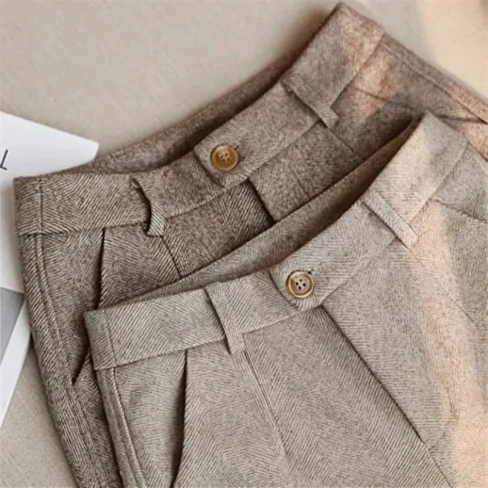 Vintage Herringbone Wool Trousers