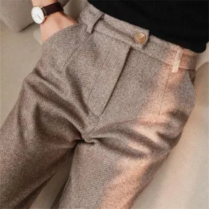 Vintage Herringbone Wool Trousers
