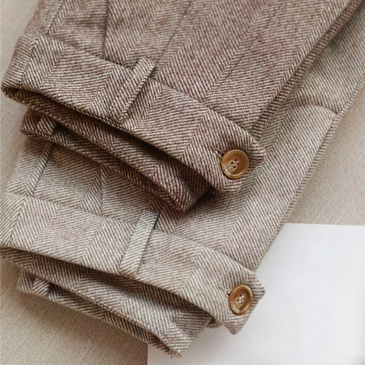 Vintage Herringbone Wool Trousers